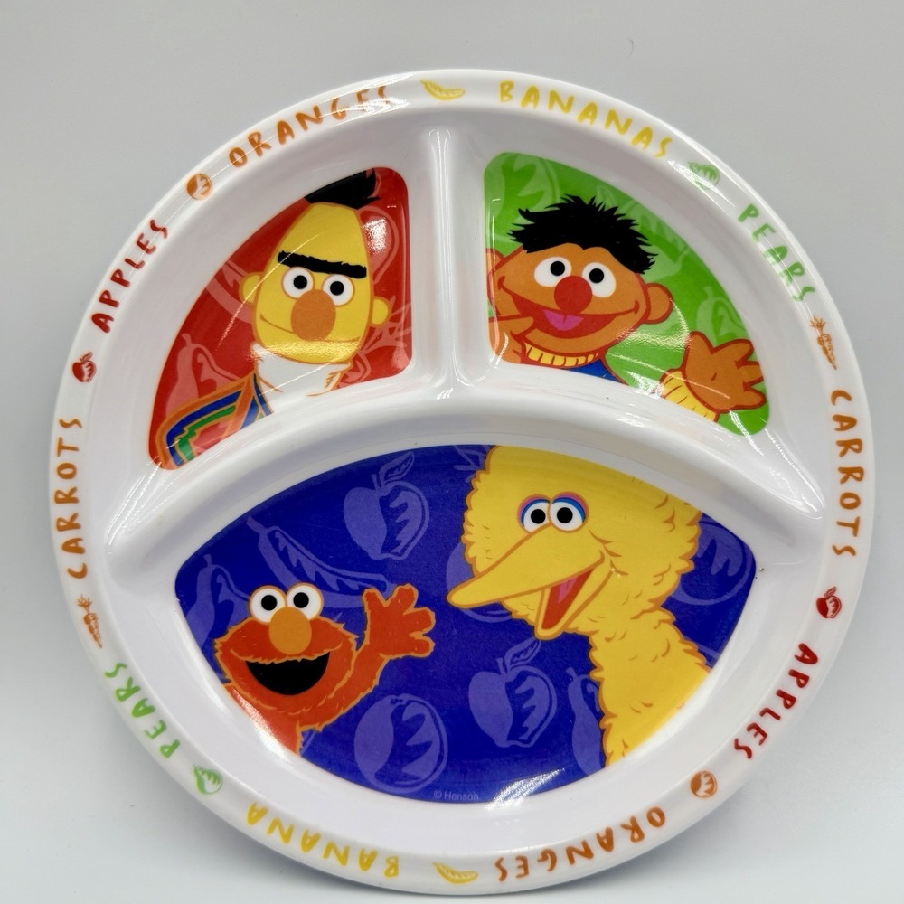 Sesame Street Divided Plate Bowl Set Melamine - Big Bird / Bert / Ernie / Elmo - Picture 2 of 4
